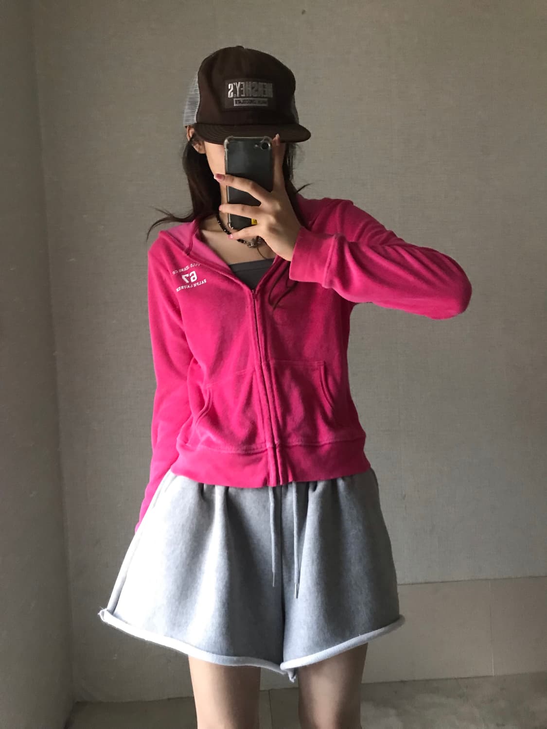 폴로 핑크 테리 후드집업 상품이미지5