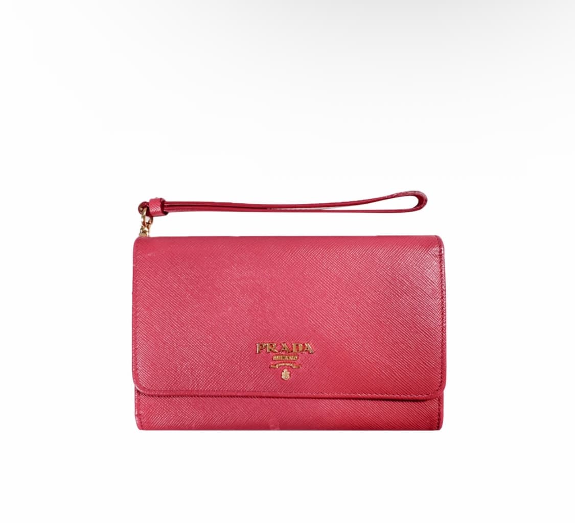 프라다 여성 사피아노 비텔로 레더 스트랩 지갑 미디움 핑크 1M1426 상품이미지1