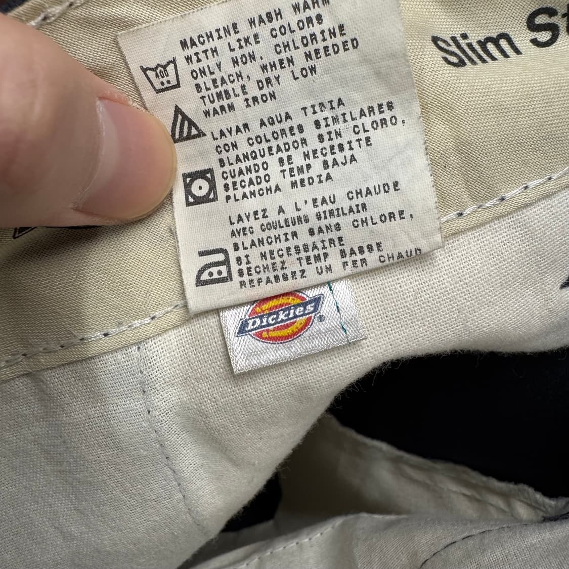 디키즈 슬림 스트레이드 핏 코튼 팬츠 후면 로고 포인트 네이비 상품이미지6