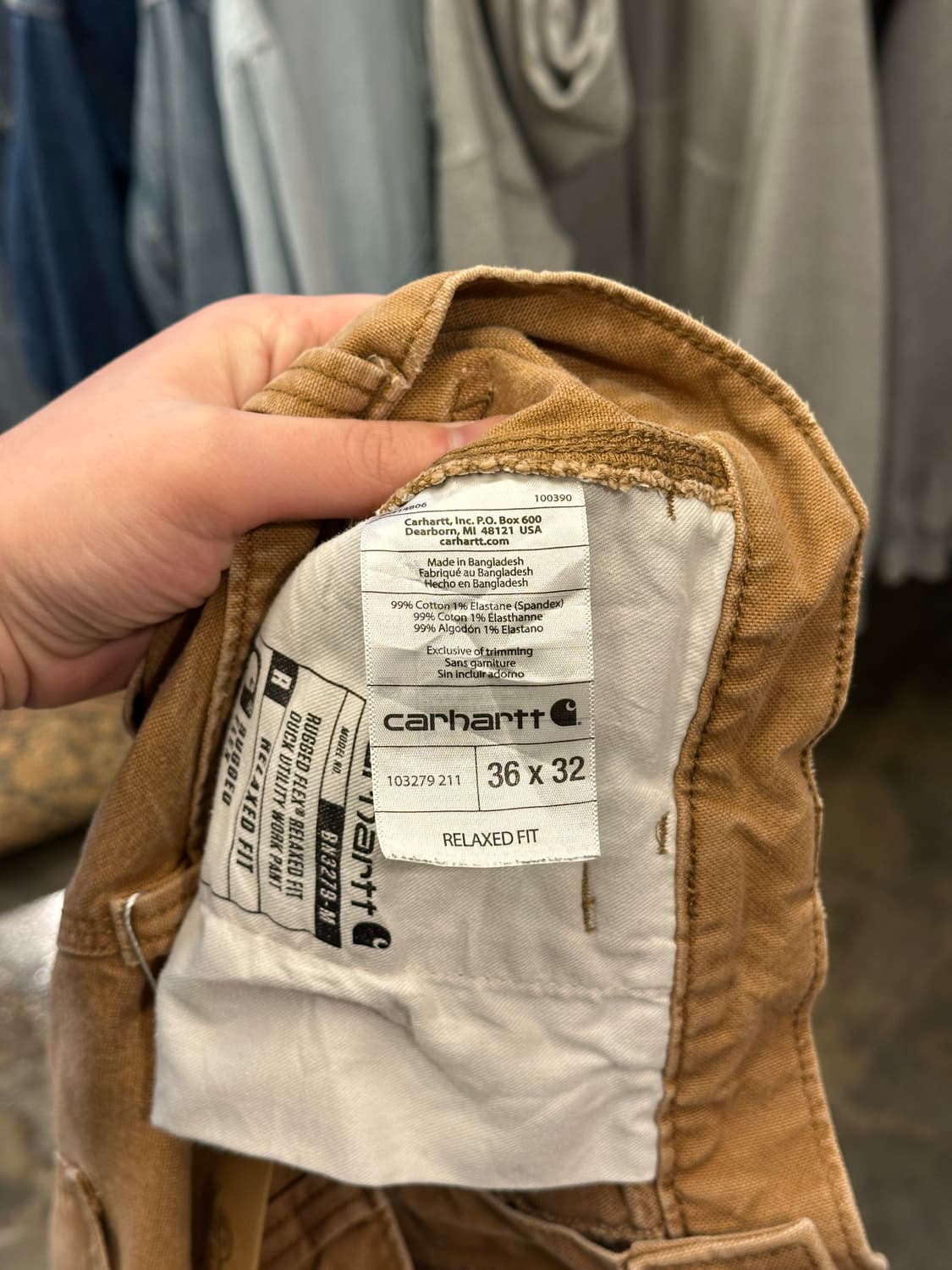 칼하트 릴렉스핏 워크팬츠 36x32 상품이미지5