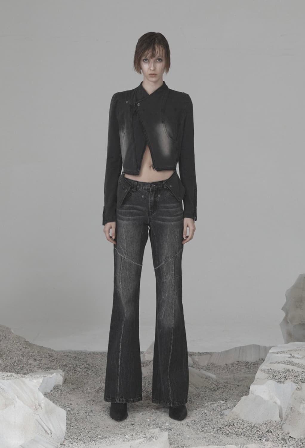 오호스 crack washed denim pants 상품이미지1