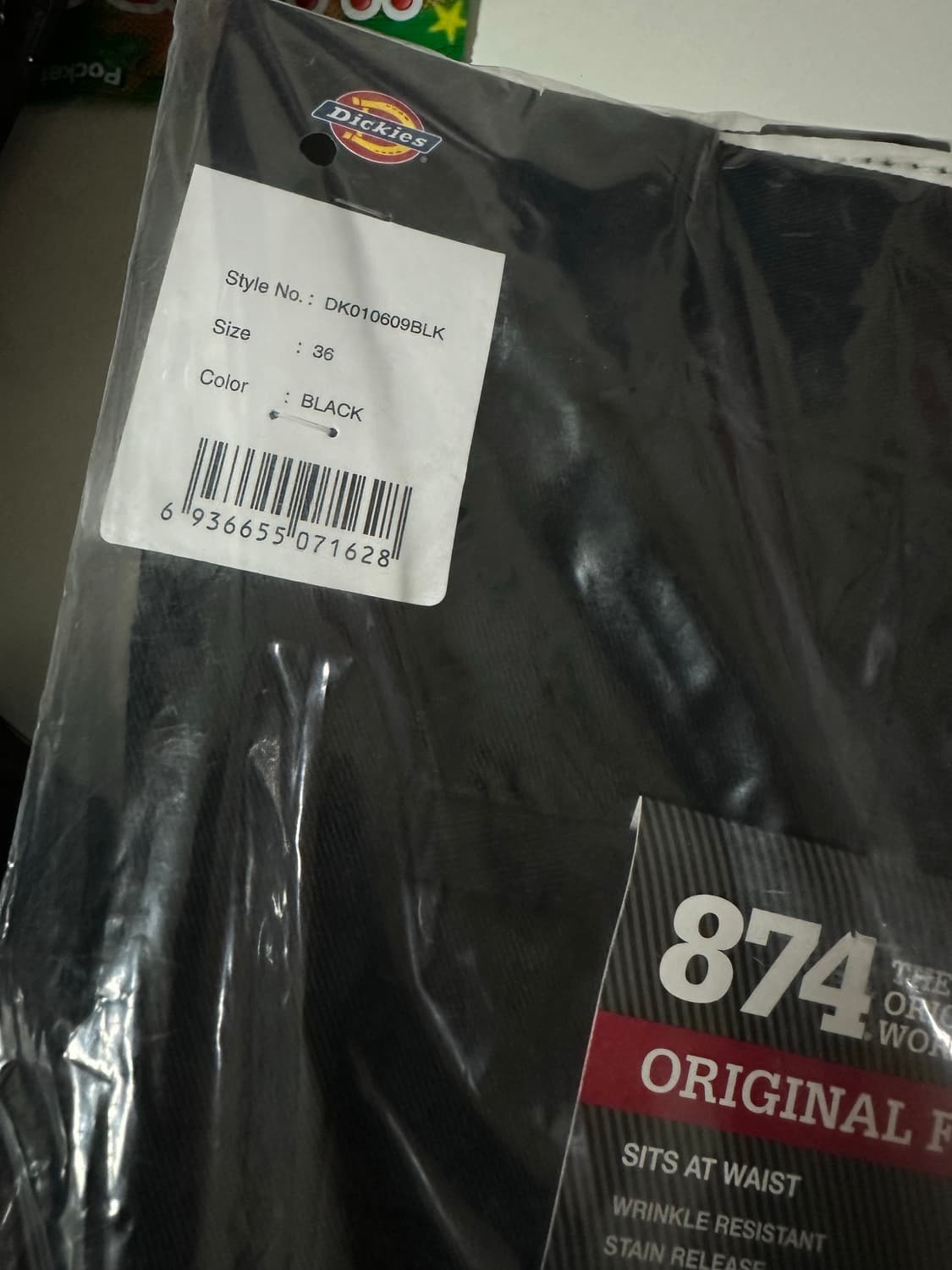(미개봉 새상품) 디키즈 874 워크팬츠 블랙 36 새상품 상품이미지3