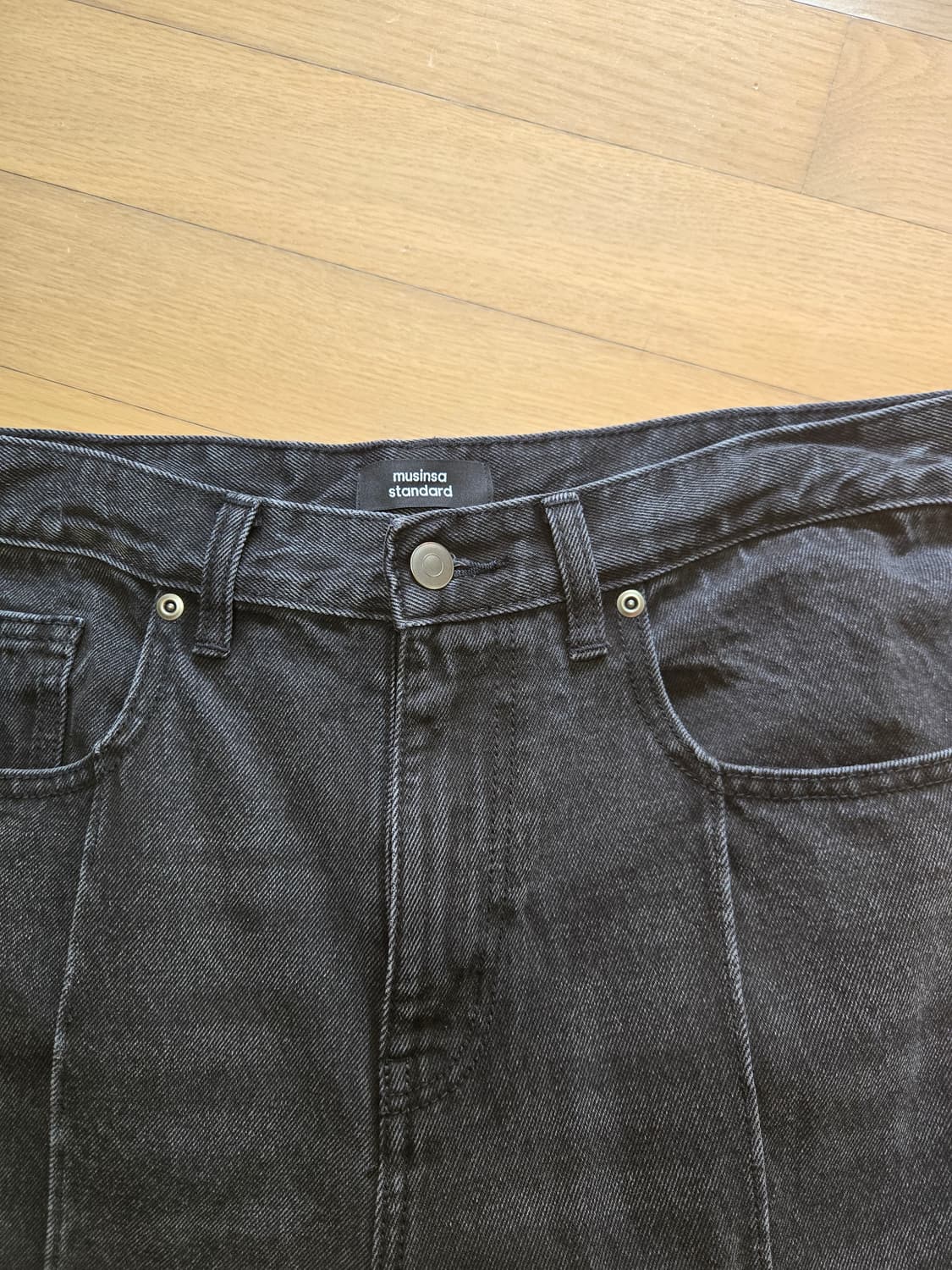 무신사 스탠다드 블랙 흑청 와이드진 34 상품이미지2