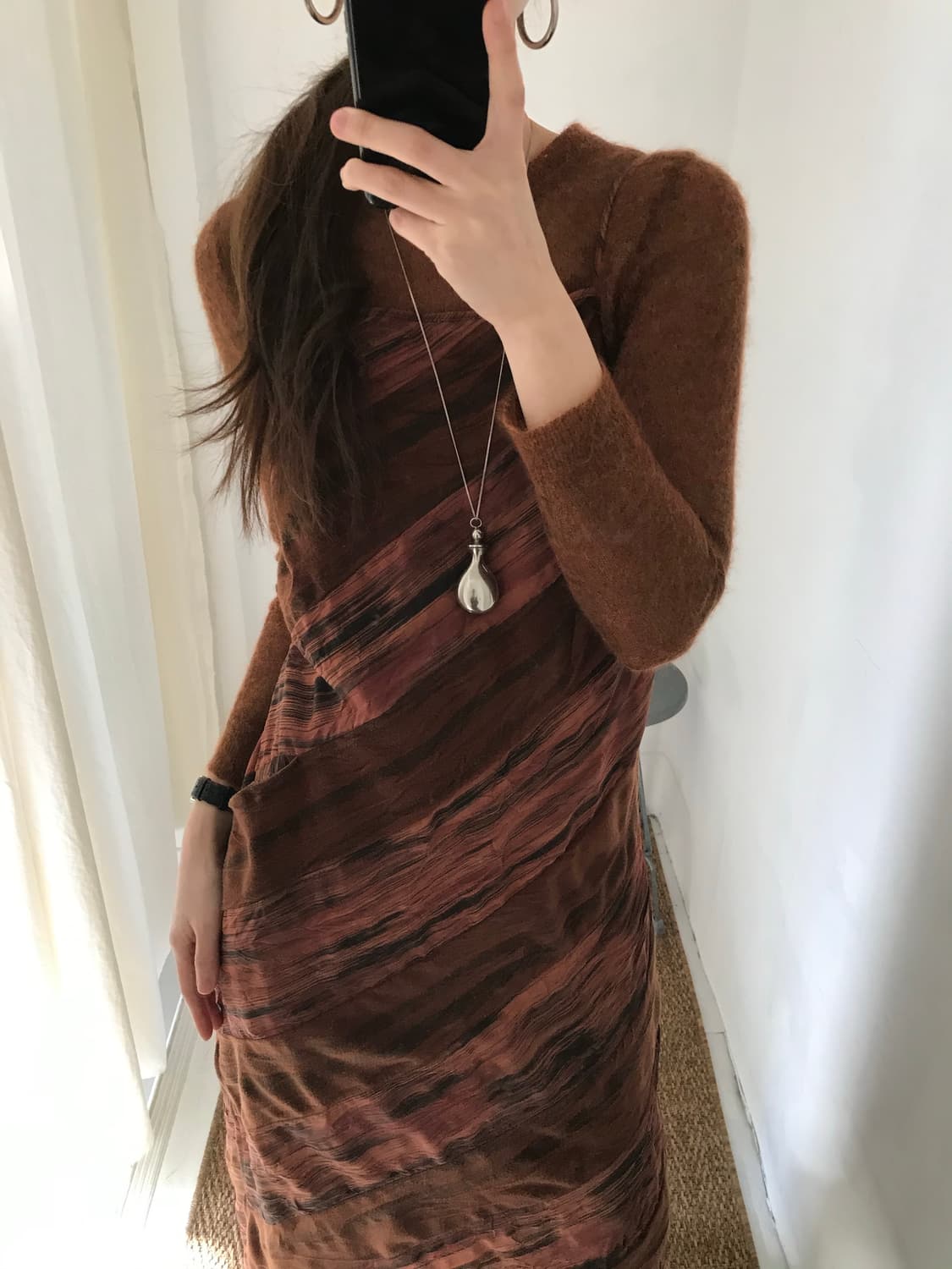 brown pattern dress 상품이미지5