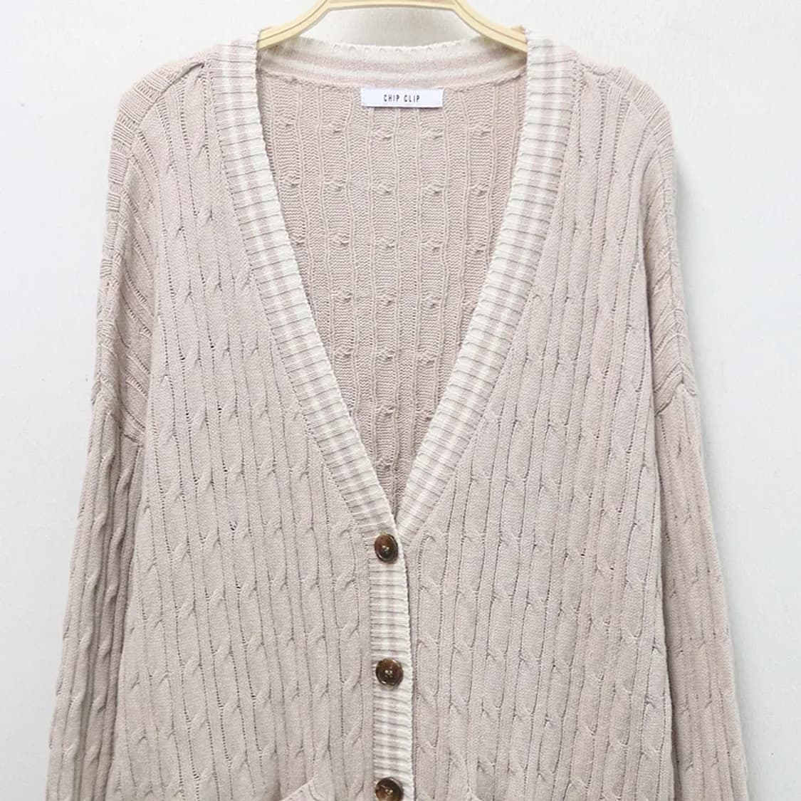 CHIP CLIP 프레피룩 딸기우유 꽈배기 가디건 61629 상품이미지3