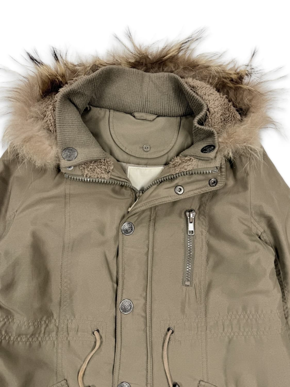 빈티지 베이지브라운 퍼 패딩 야상 상품이미지3