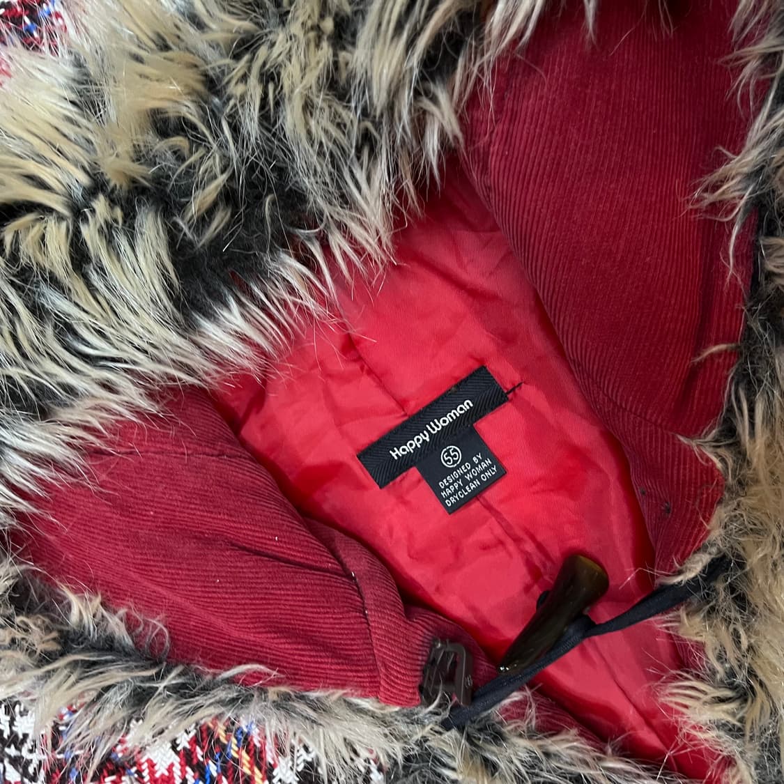 빈티지 산장 히피 체크 후드 울 코트 상품이미지4