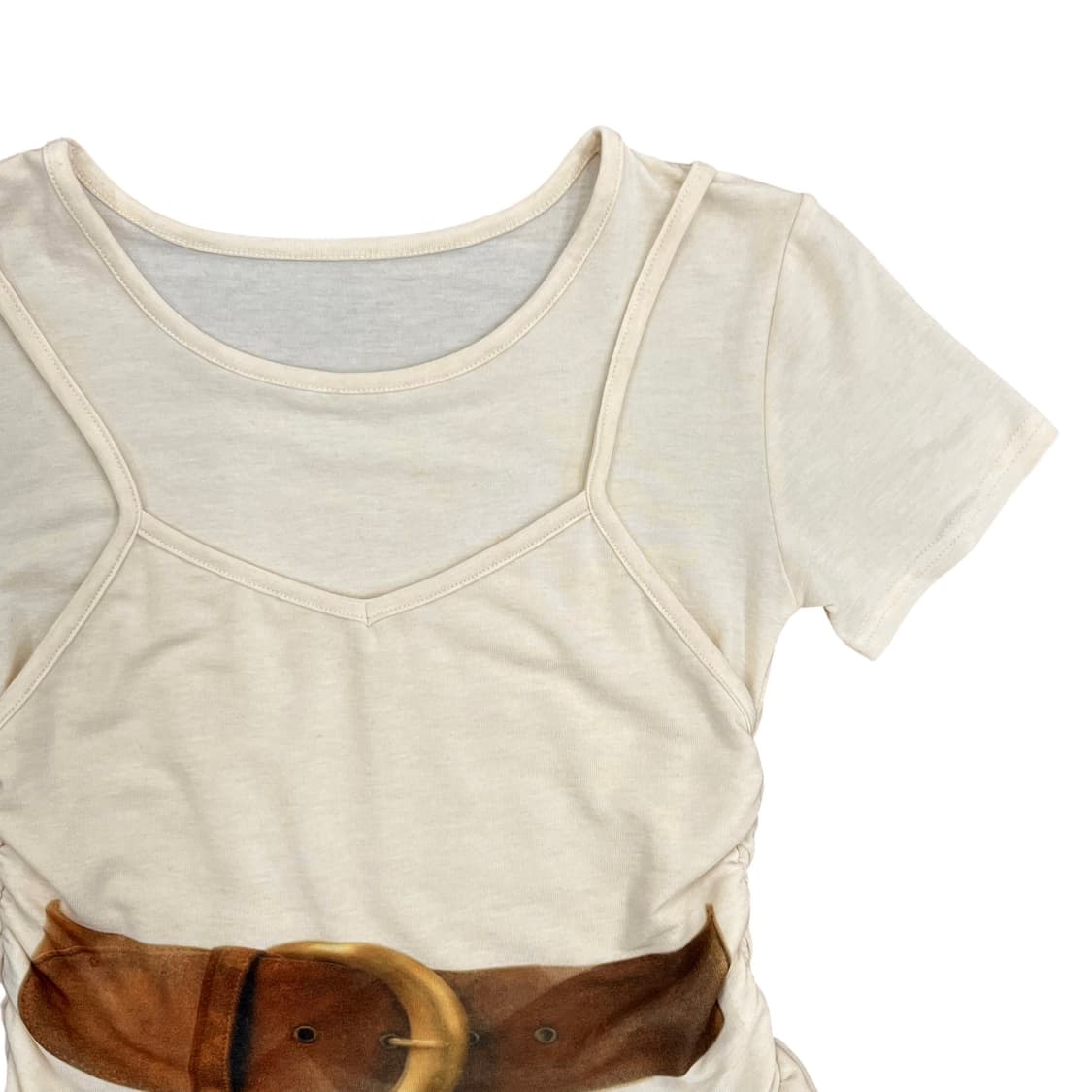 Belted Printing Beige Layering T Shirt 상품이미지3
