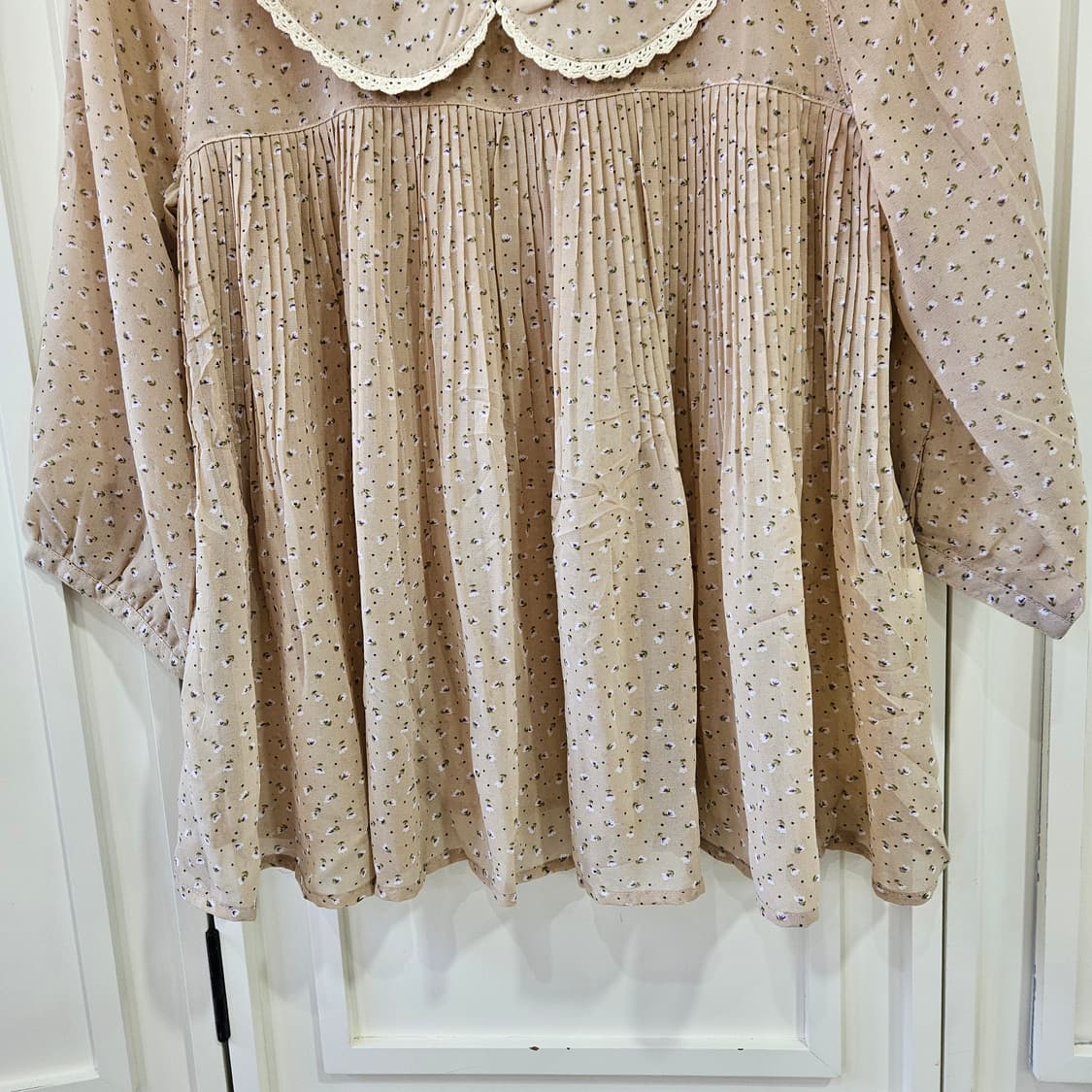 일본빈티지 잔꽃 레이스카라 블라우스 상품이미지5