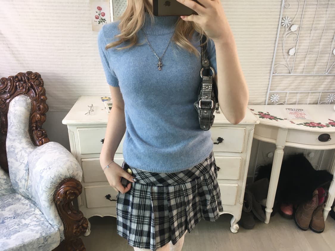 jpn vintage sora wool pullover half knit 상품이미지2