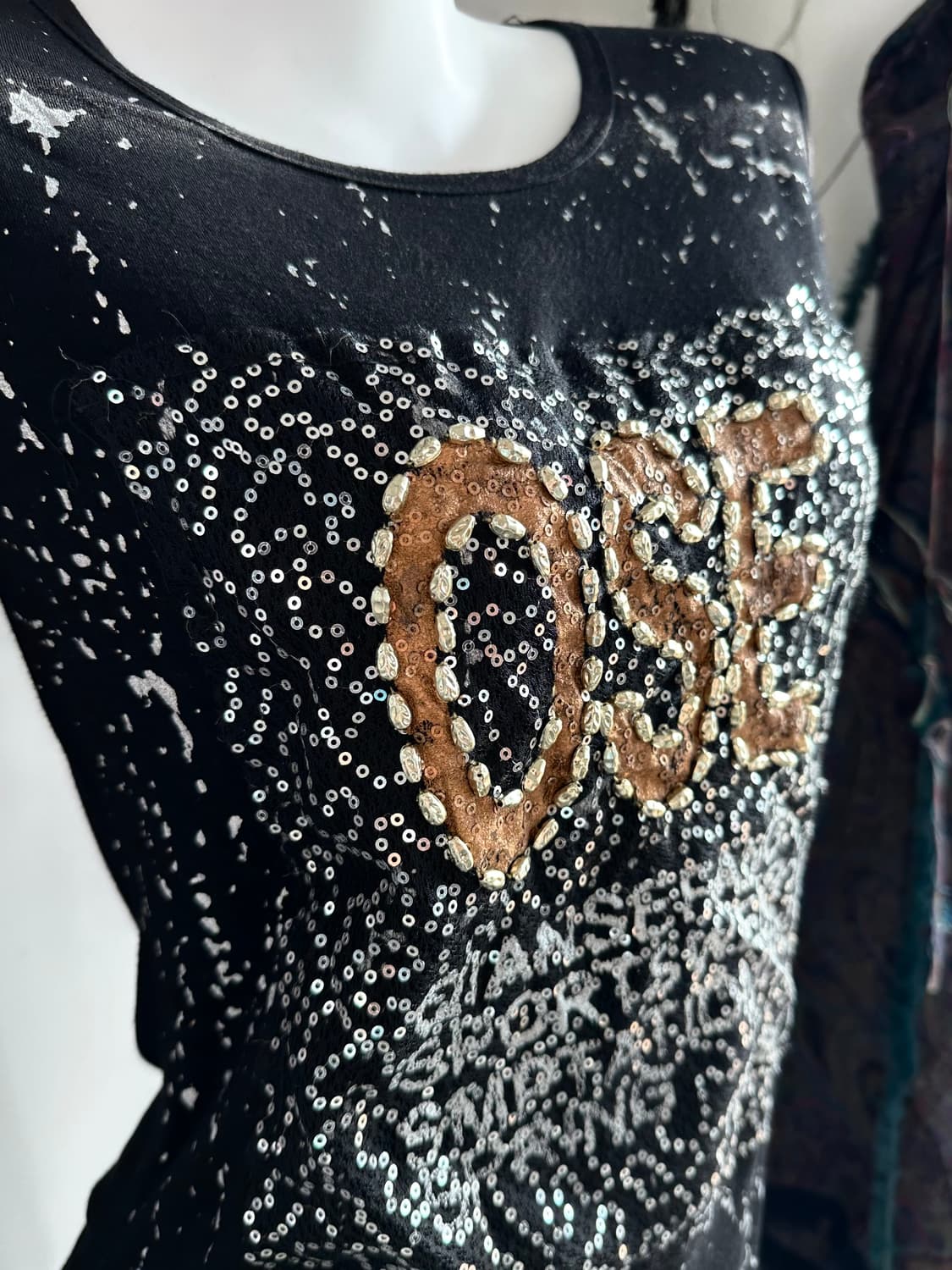 Y2k 블랙 스파클 프린팅 티 상품이미지4