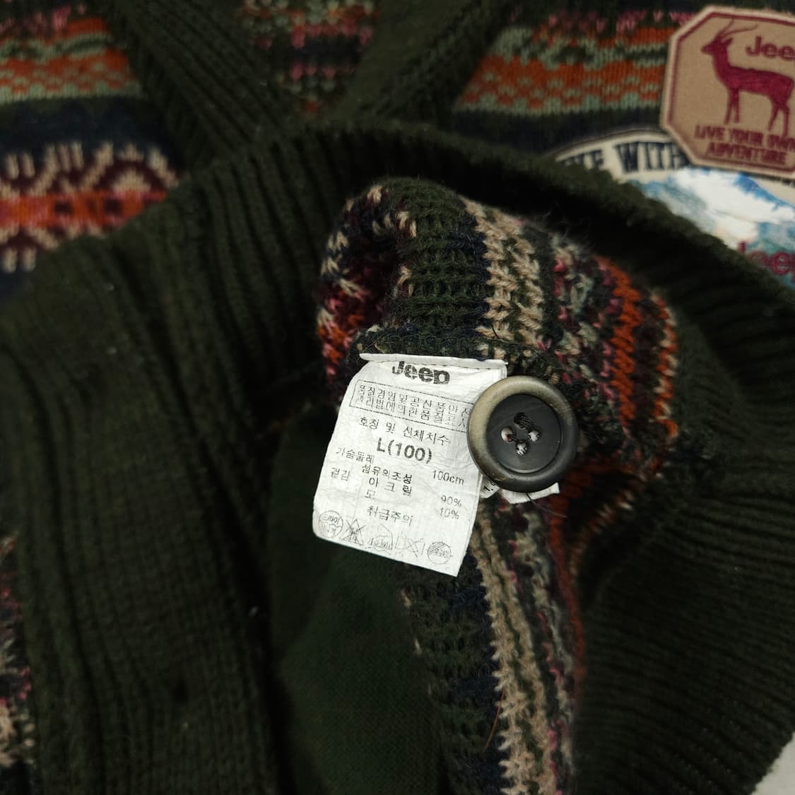 L(100) JEEP 페어아일 숄더넥 니트가디건 상품이미지5