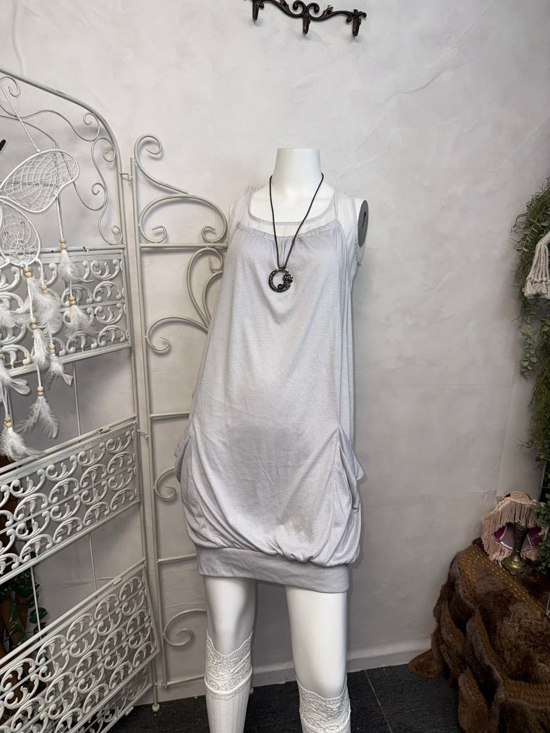 Gray chiffon layered balloon pocket ops 상품이미지5