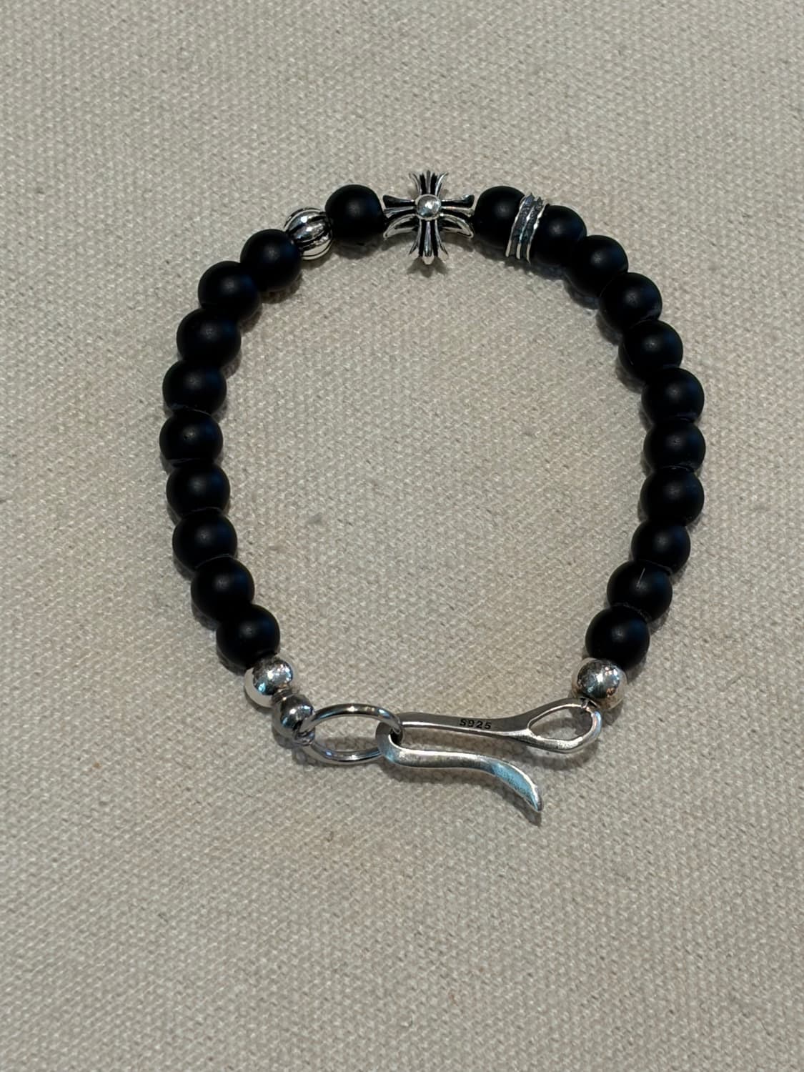 🖤 Silver Cross Onyx Bracelet  상품이미지2