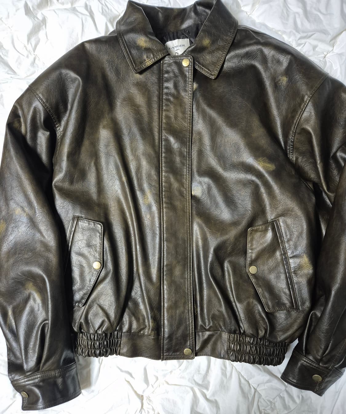 랑거 워시드 레더자켓 브라운 상품이미지5