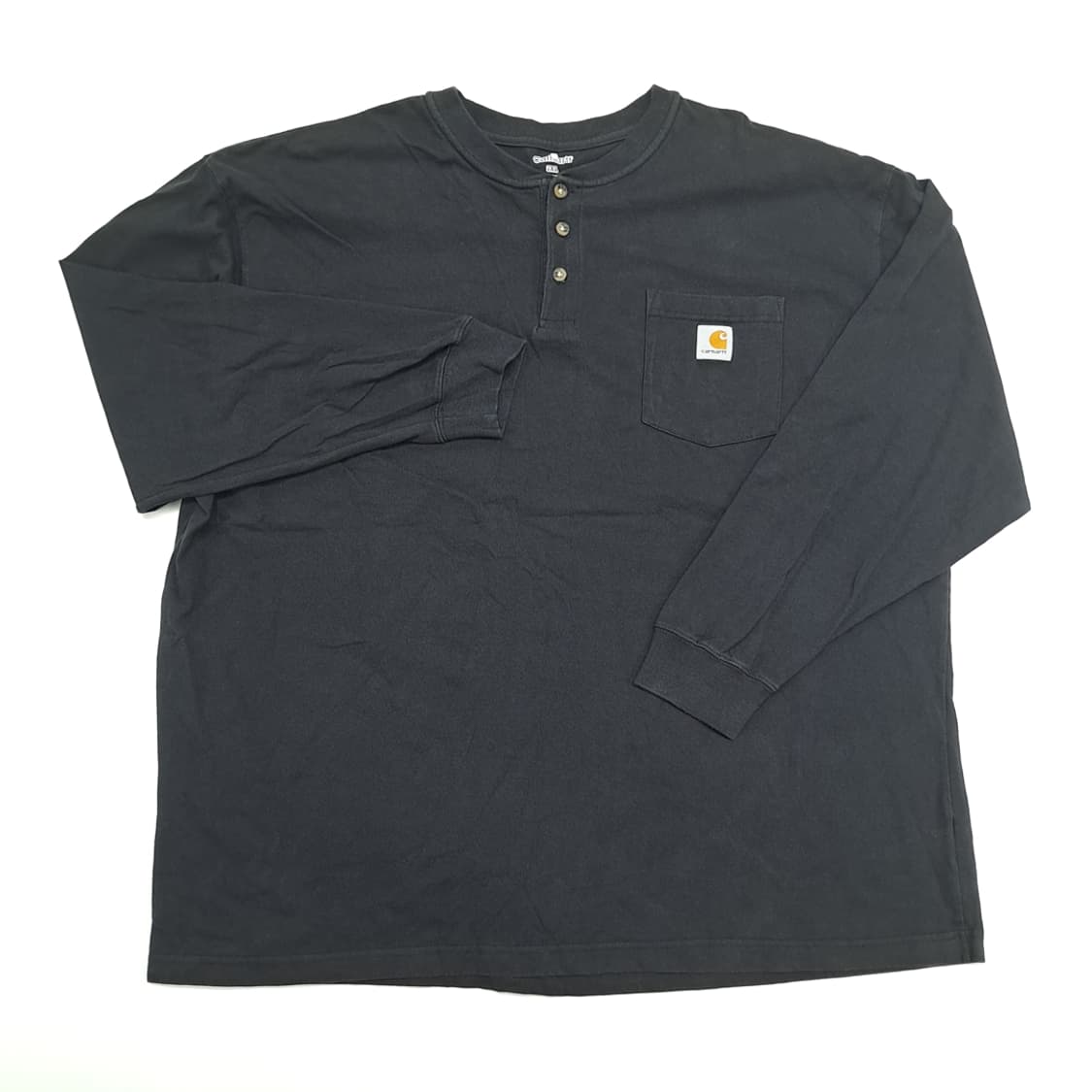 Co774 2XL 칼하트 블랙 포켓 헨리넥 긴팔 티셔츠 상품이미지2