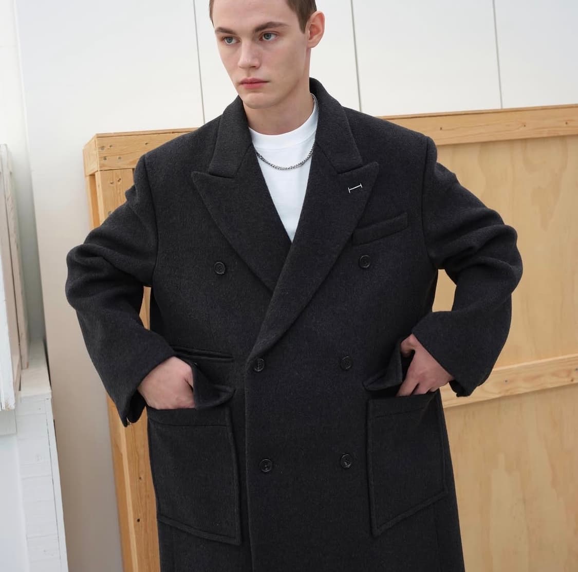 Iey 더블코트 다크그레이 m 상품이미지2