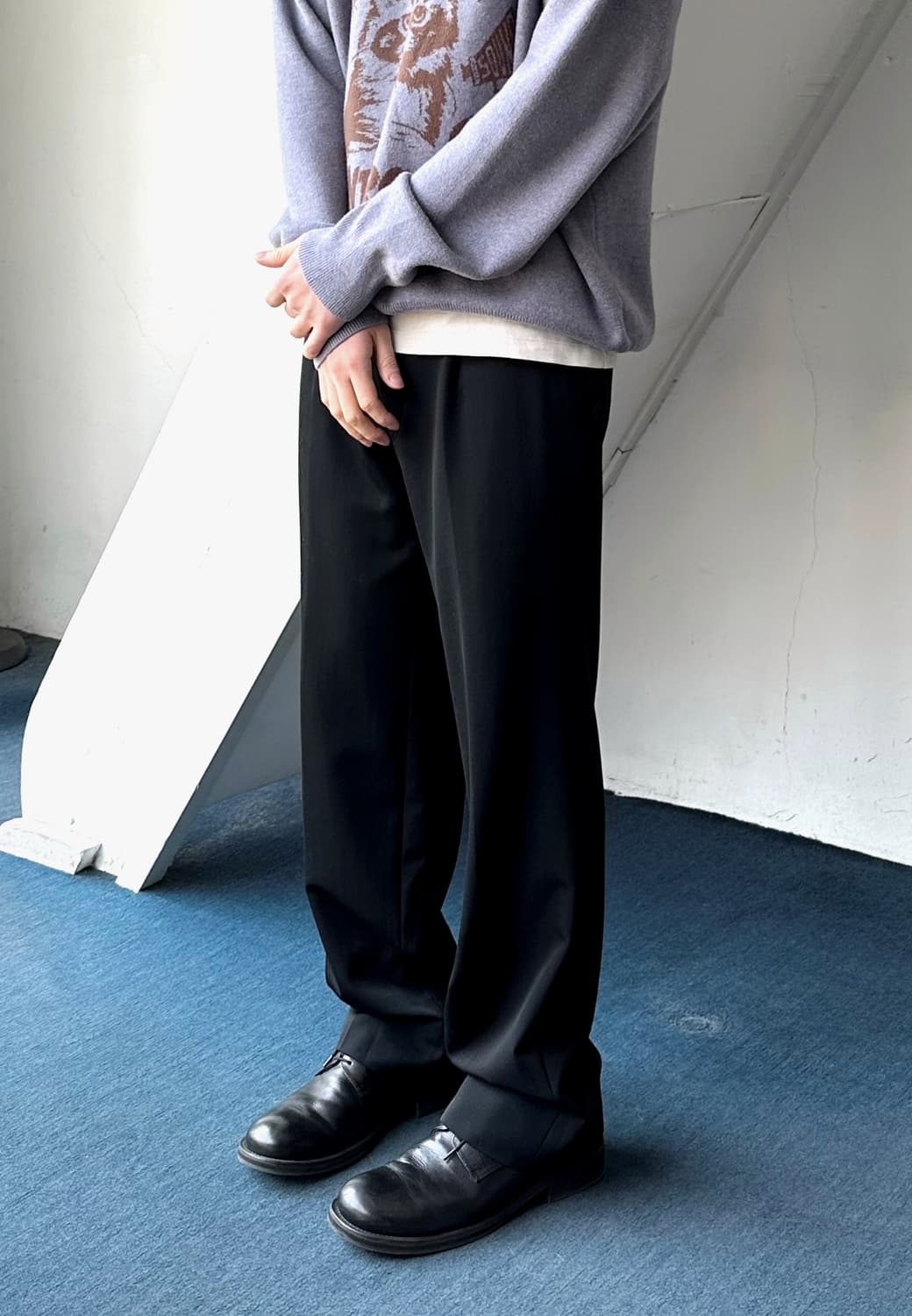 1 pleats light wool wide straight slacks 상품이미지4