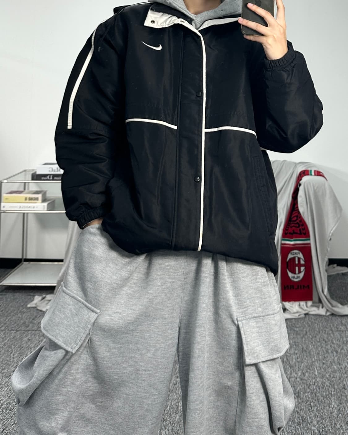 나이키 올드스쿨 화이트 라인 누빔 점퍼 M 상품이미지3