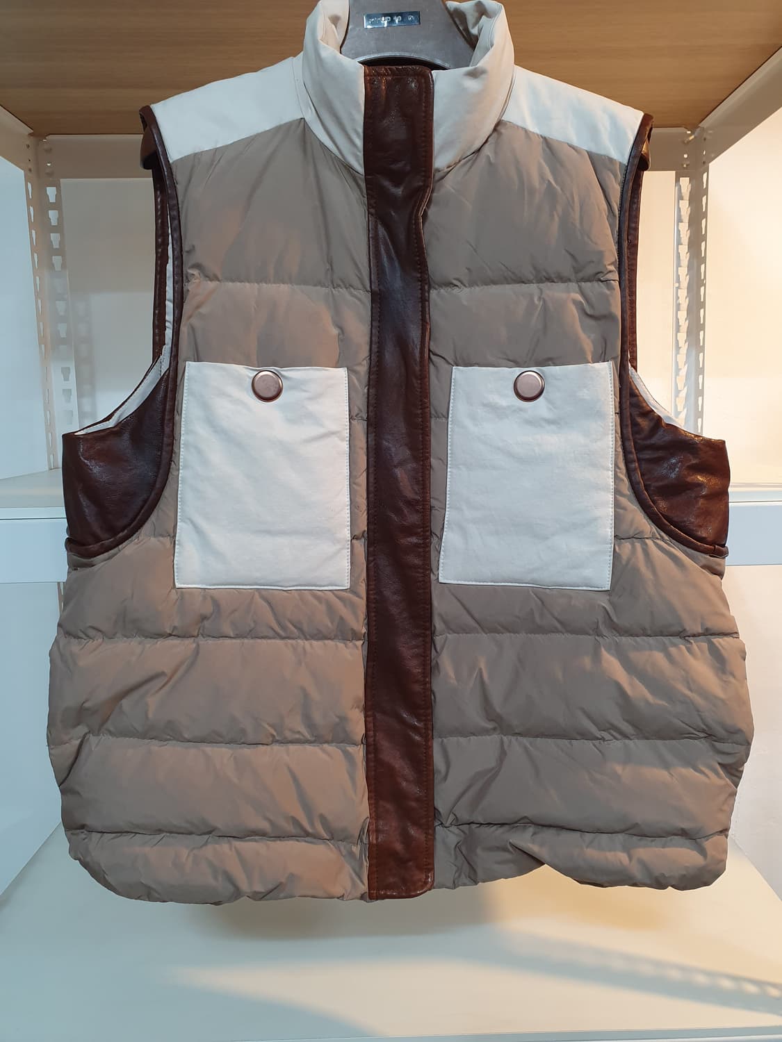 (M/66) LEMAREE 르마레 양가죽 배색 구스다운 패딩 조끼 상품이미지1