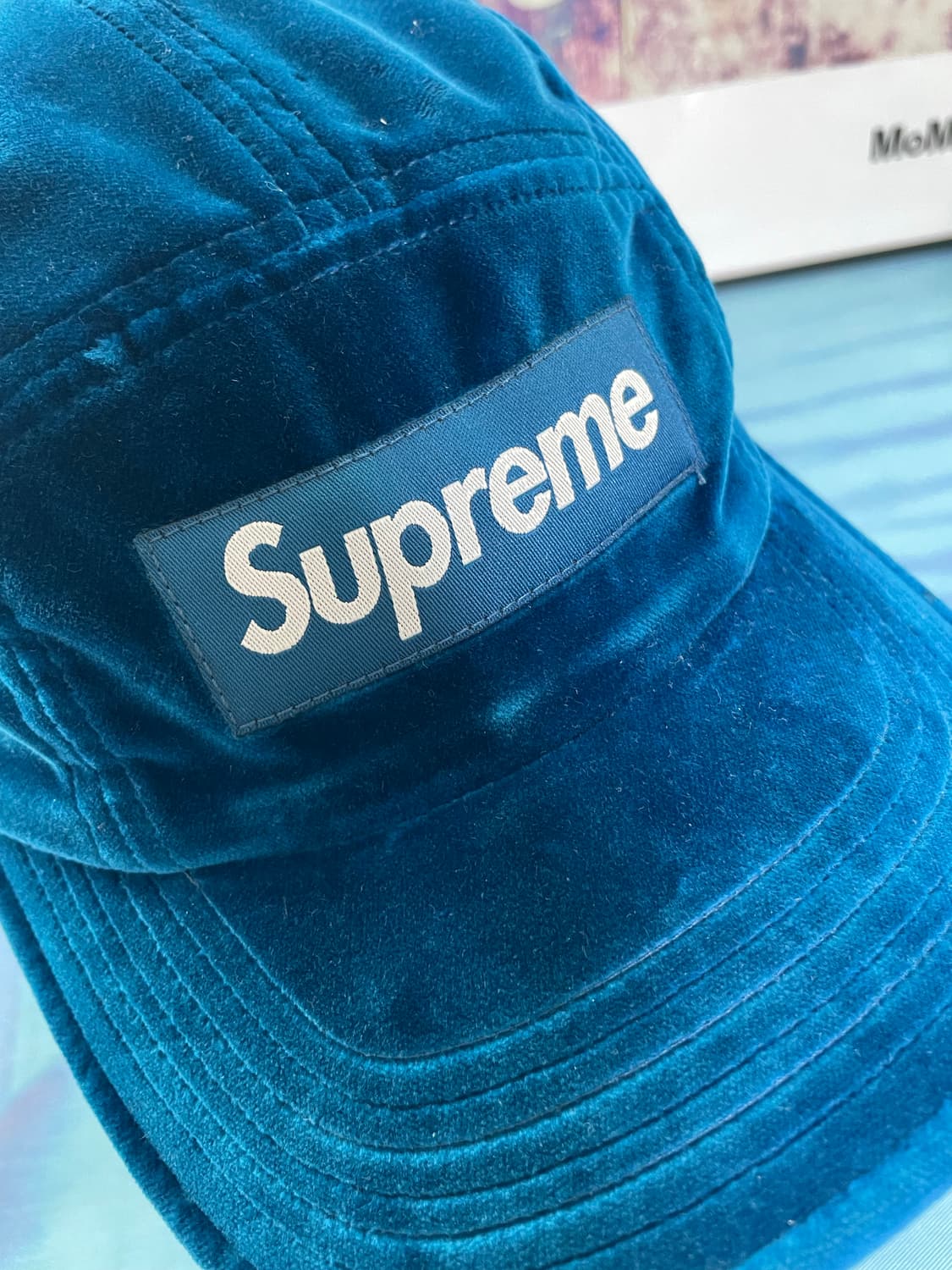 [OS] 슈프림 벨벳 캠프캡 블루 상품이미지5