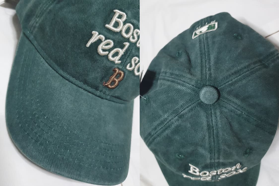 크림베이지 그린 레터링 엠엘비 볼캡 모자  상품이미지5