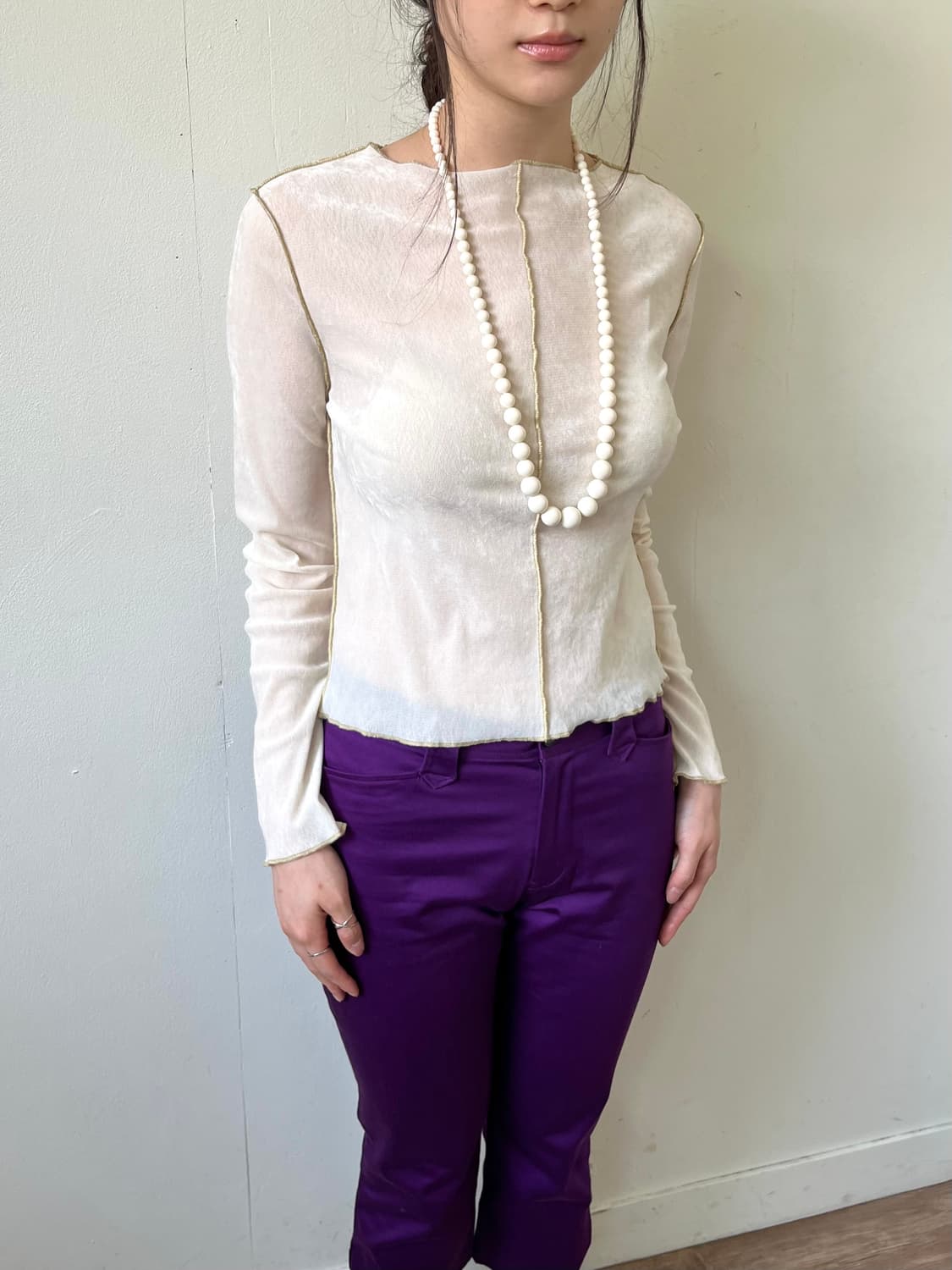 mystic 시스루 아이보리 탑 상품이미지5