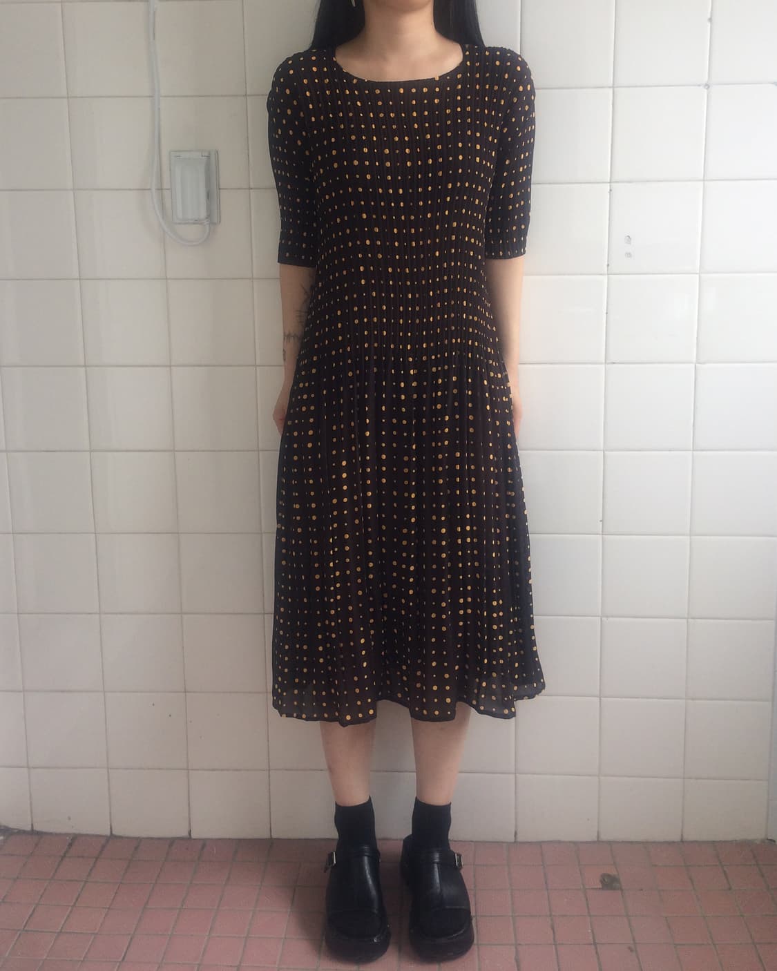 Dot pattern pleats onepiece 상품이미지7