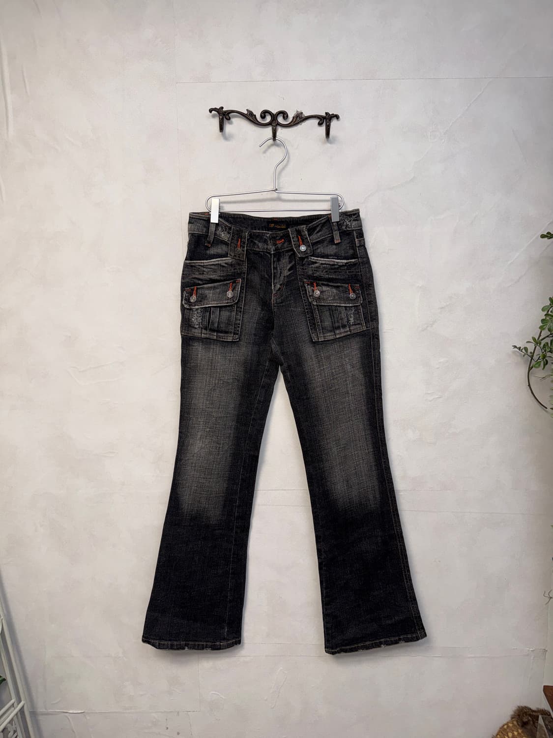 Washing black denim bootscut pants 상품이미지1