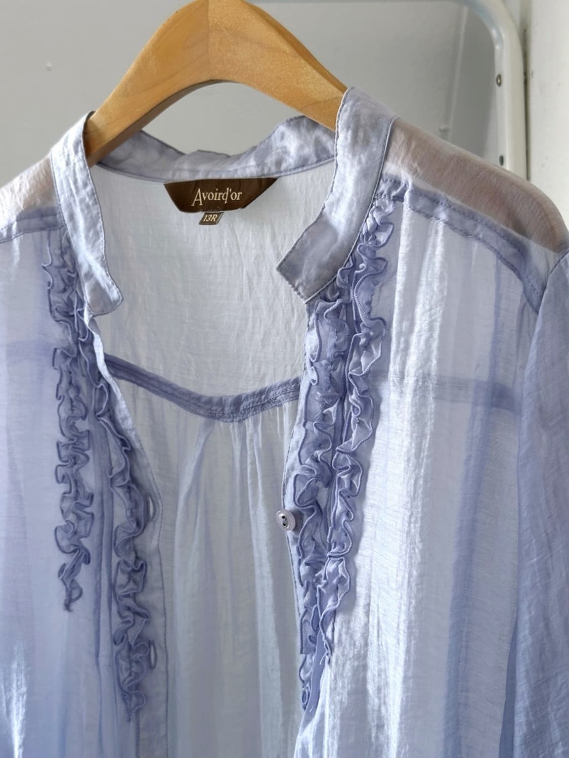 Sheer fabric shirred design blouse shirt 상품이미지1