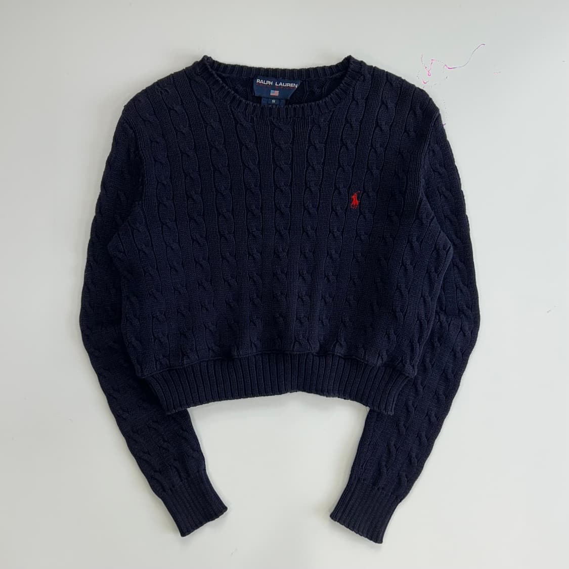 Polo 폴로 레드포니 네이비 크롭케이블 니트 상품이미지3