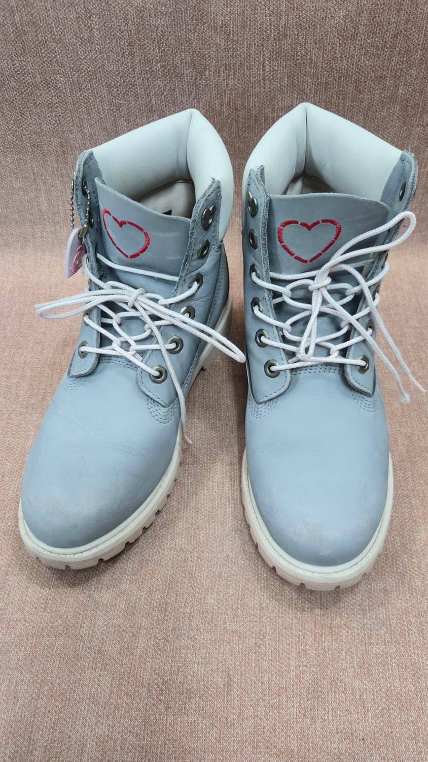 팀버랜드 일회착용 250mm- 6인치 핑크 그레이 부츠 상품이미지1