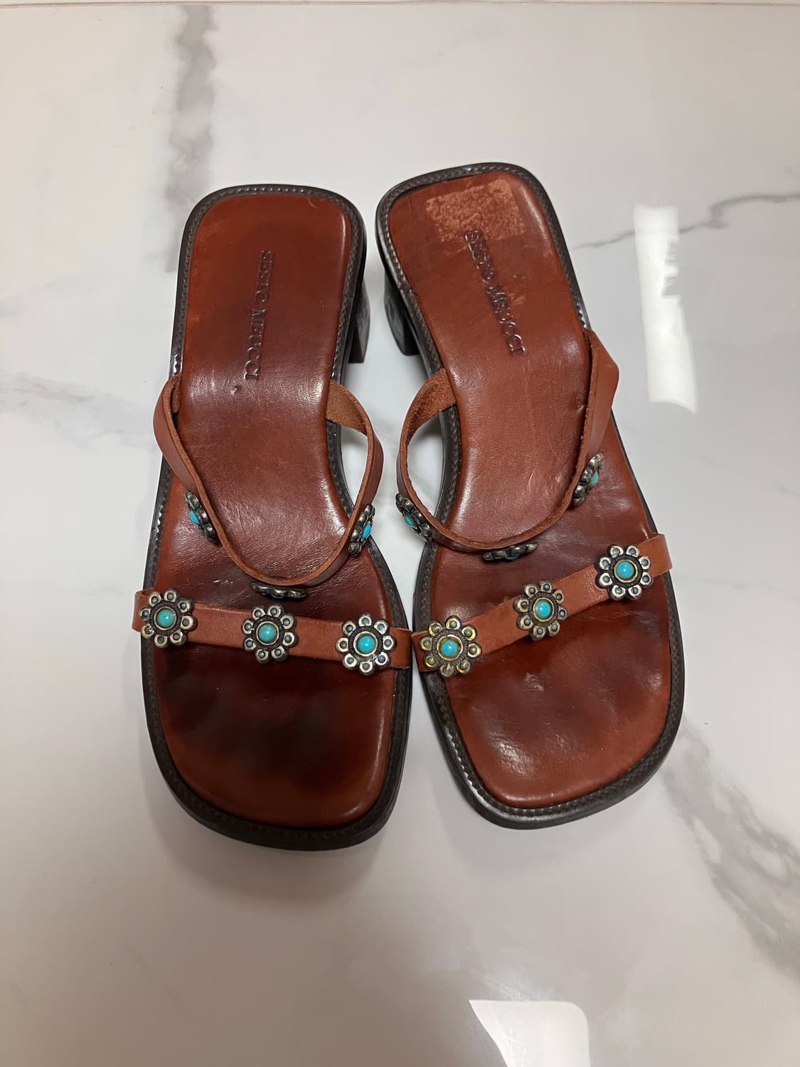 sesto meucci made in itay 가죽 스트랩 샌들 터키석 상품이미지1