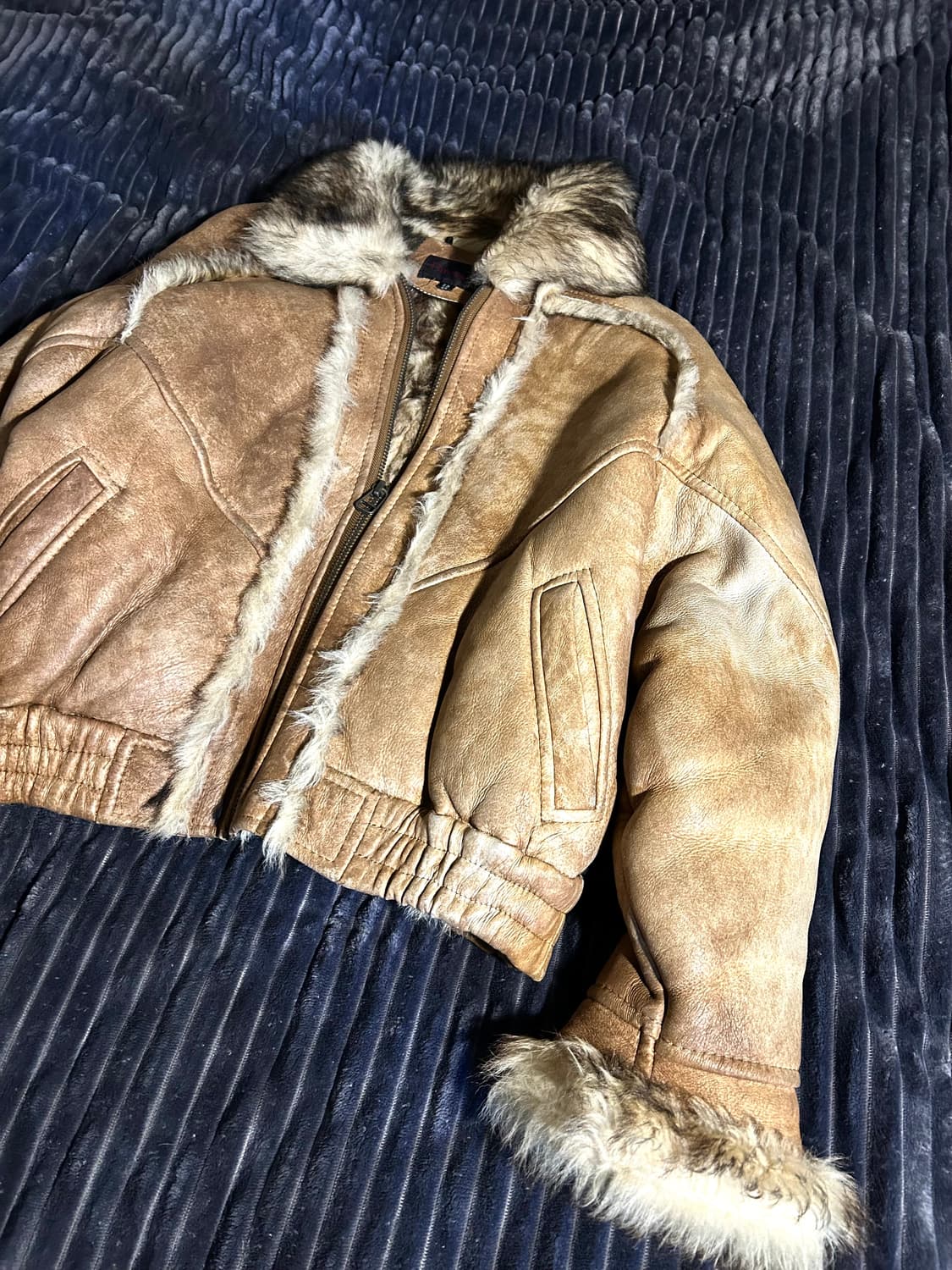 Sheep skin Fur Bomber Jacket 상품이미지2