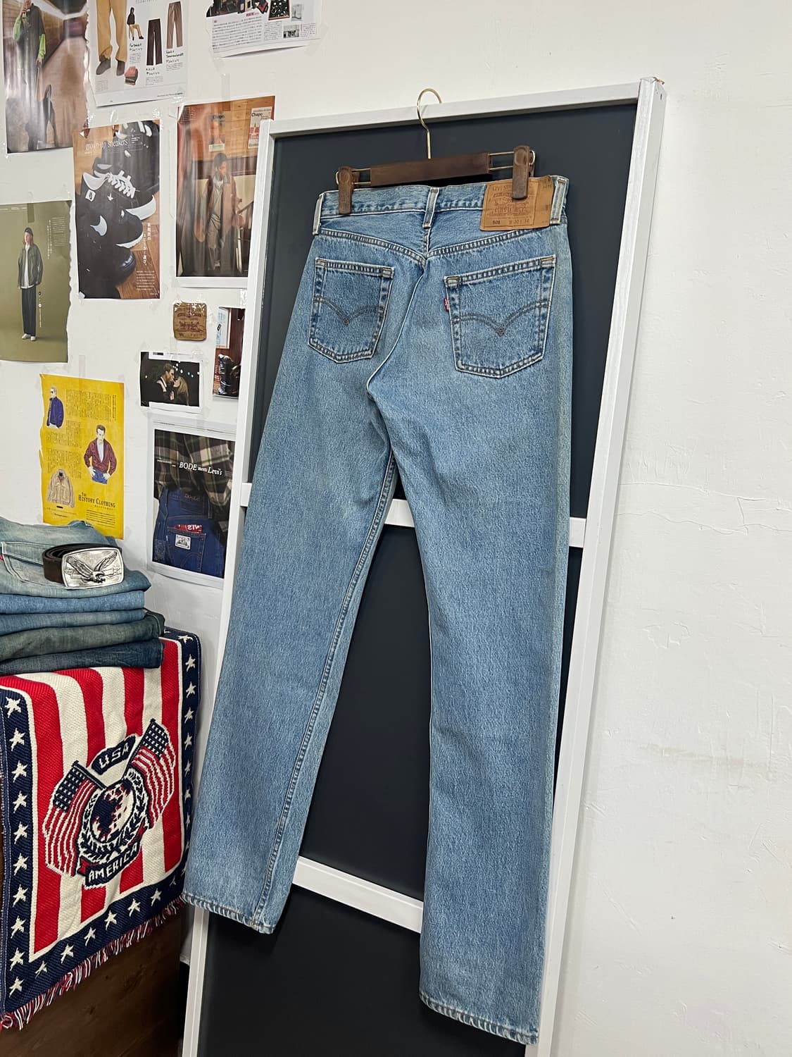 90s USA Levis 리바이스 501 스트레이트 연청 데님 팬츠 상품이미지1