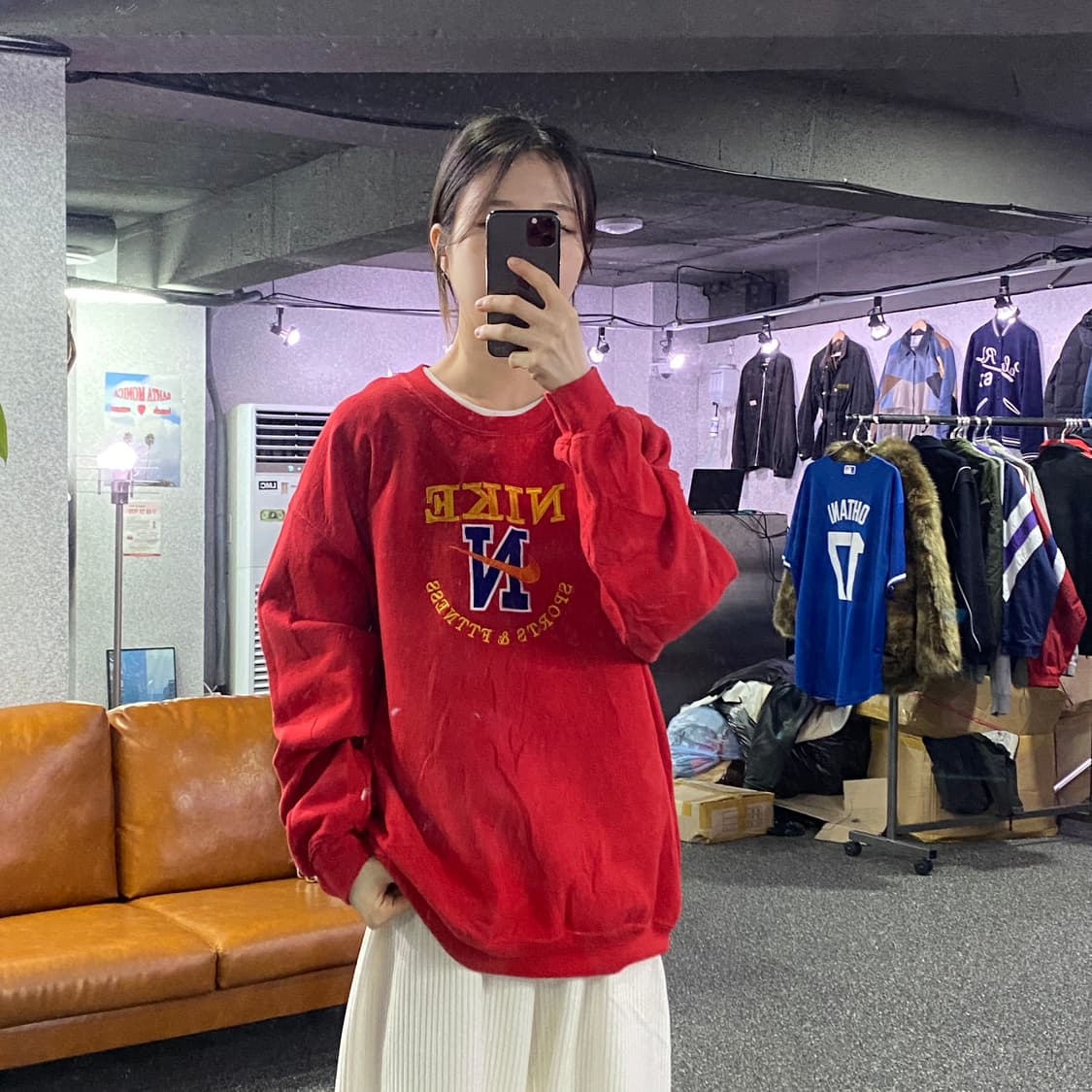 나이키 스우시 빅로고 레드 스웻 B3144 상품이미지1