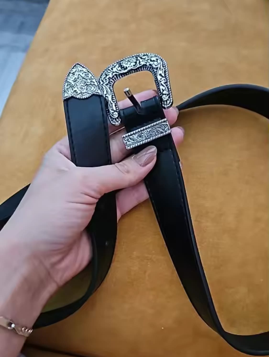 블랙 웨스턴 스타일 벨트 새상품 남녀공용 상품이미지4