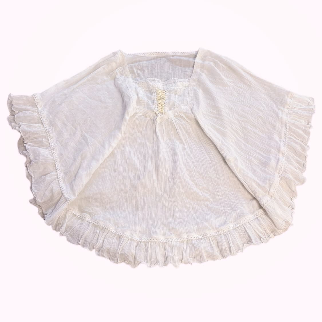 (이체시에눌) 일본 달천깔 페어리 생화이트 코르셋 포인트 케이프 블라우스 상품이미지1