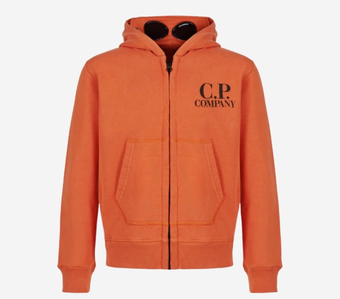 C.P컴퍼니 U16 베이직 플리스 고글 스웨트셔츠 하베스트 펌킨오렌지 상품이미지1