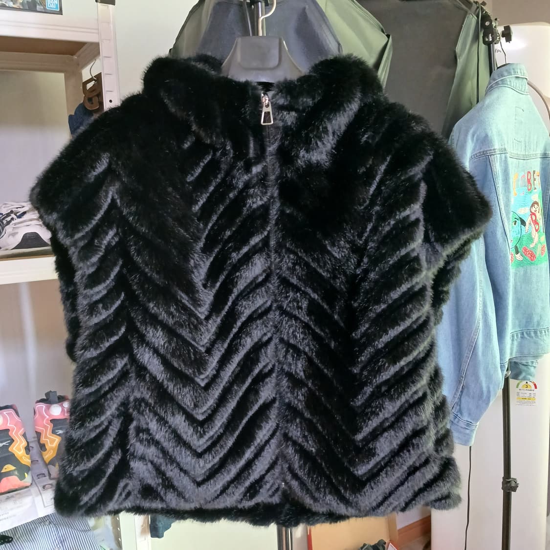 liobell 리오벨 퍼 자켓 케이프 밍크 후드 조끼 베스트 상품이미지8