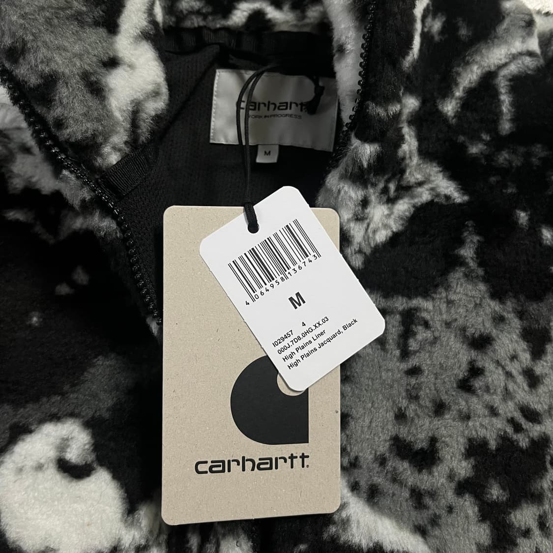 새상품(M)칼하트WIP 마운틴 로고 후리스 블랙화이트 상품이미지3