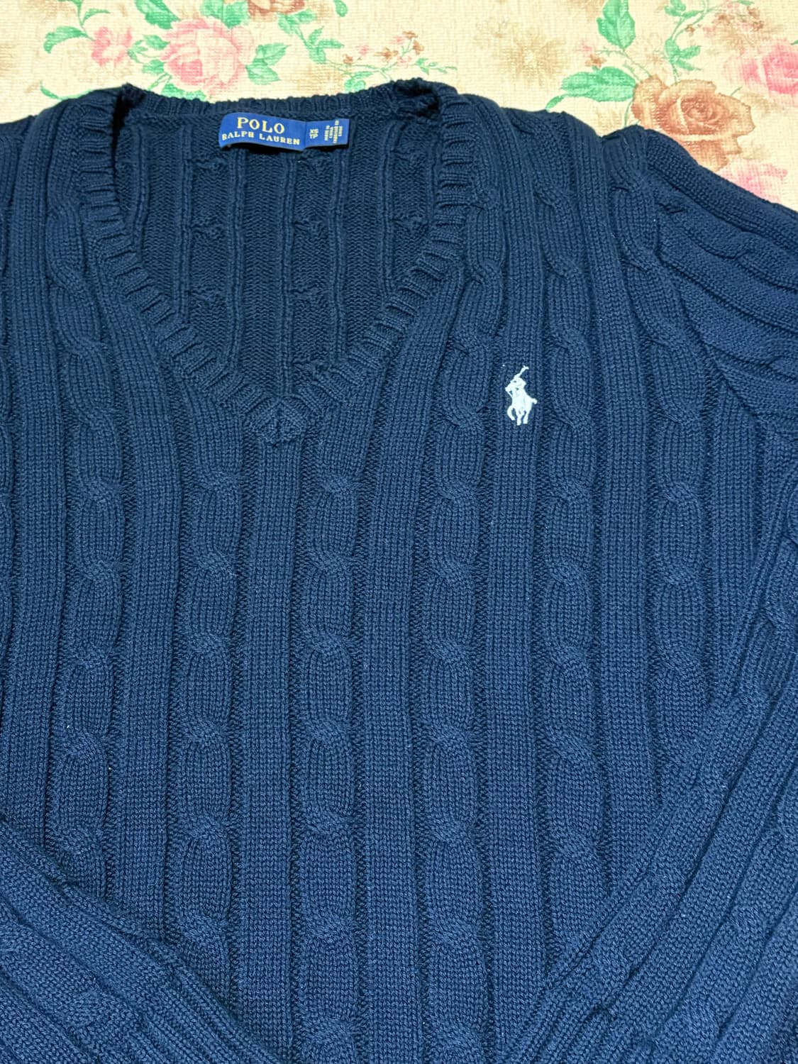 폴로 여성용 브이넥 니트 네이비 상품이미지1