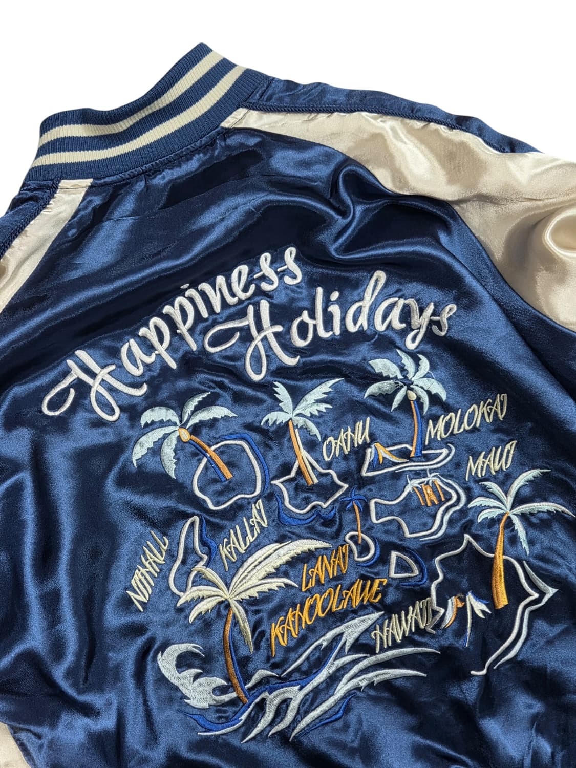 AVAIL MODE 블루 실키 봄버 블루종 스카쟌 후드 탈부착 M 상품이미지4