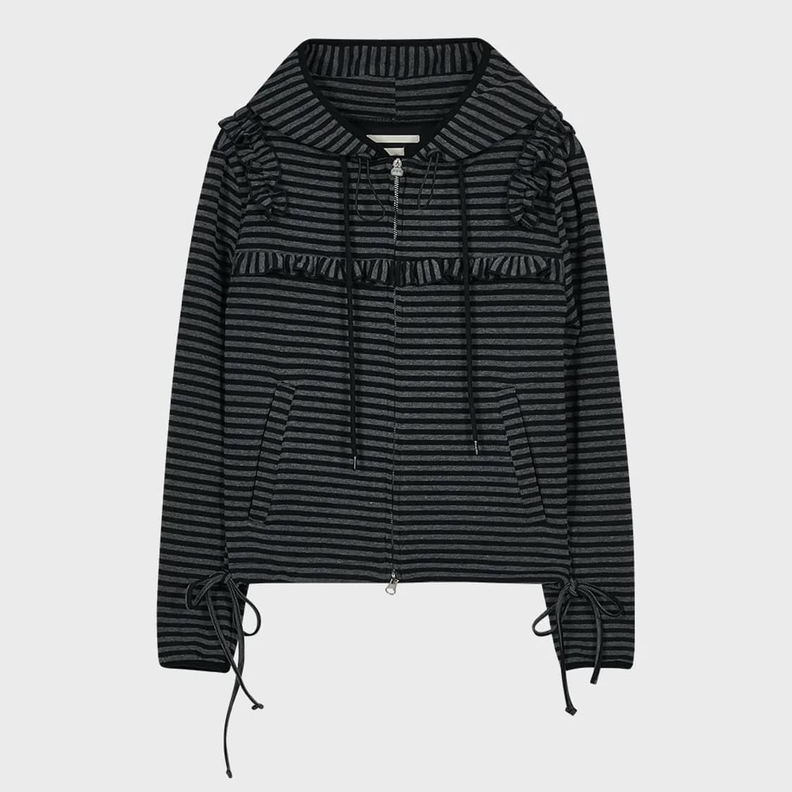 [타입서비스] Ruffled stripe zip hoodie (상태 최상 상품이미지1