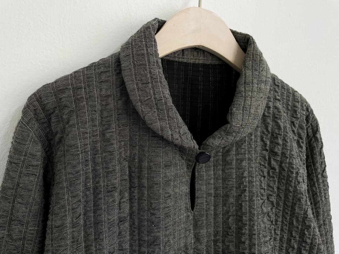 Round collar patterned crop pu 상품이미지5