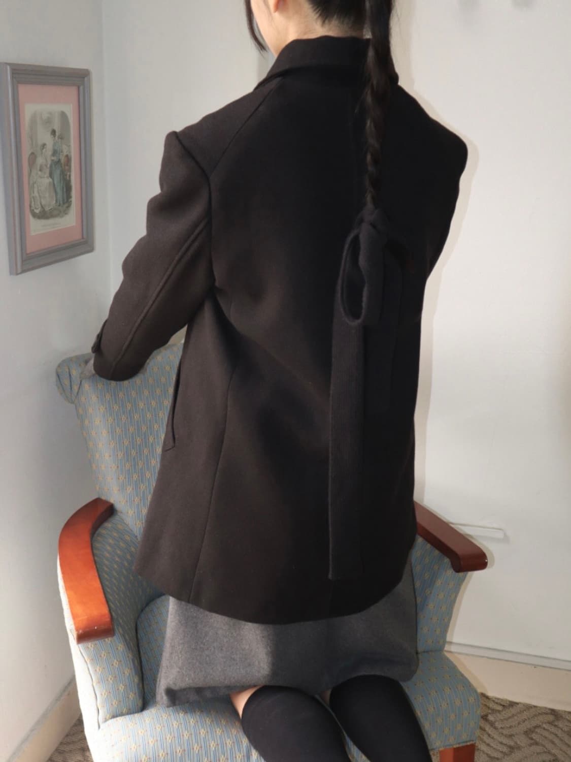 (새상품) 라운드카라 블랙 코트 상품이미지7