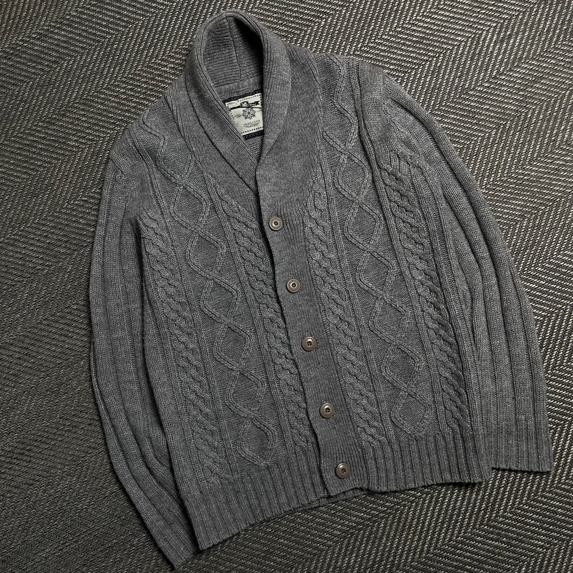 TRAD CLUB 케이블 꽈배기 니트 가디건 그레이y 5354 상품이미지1