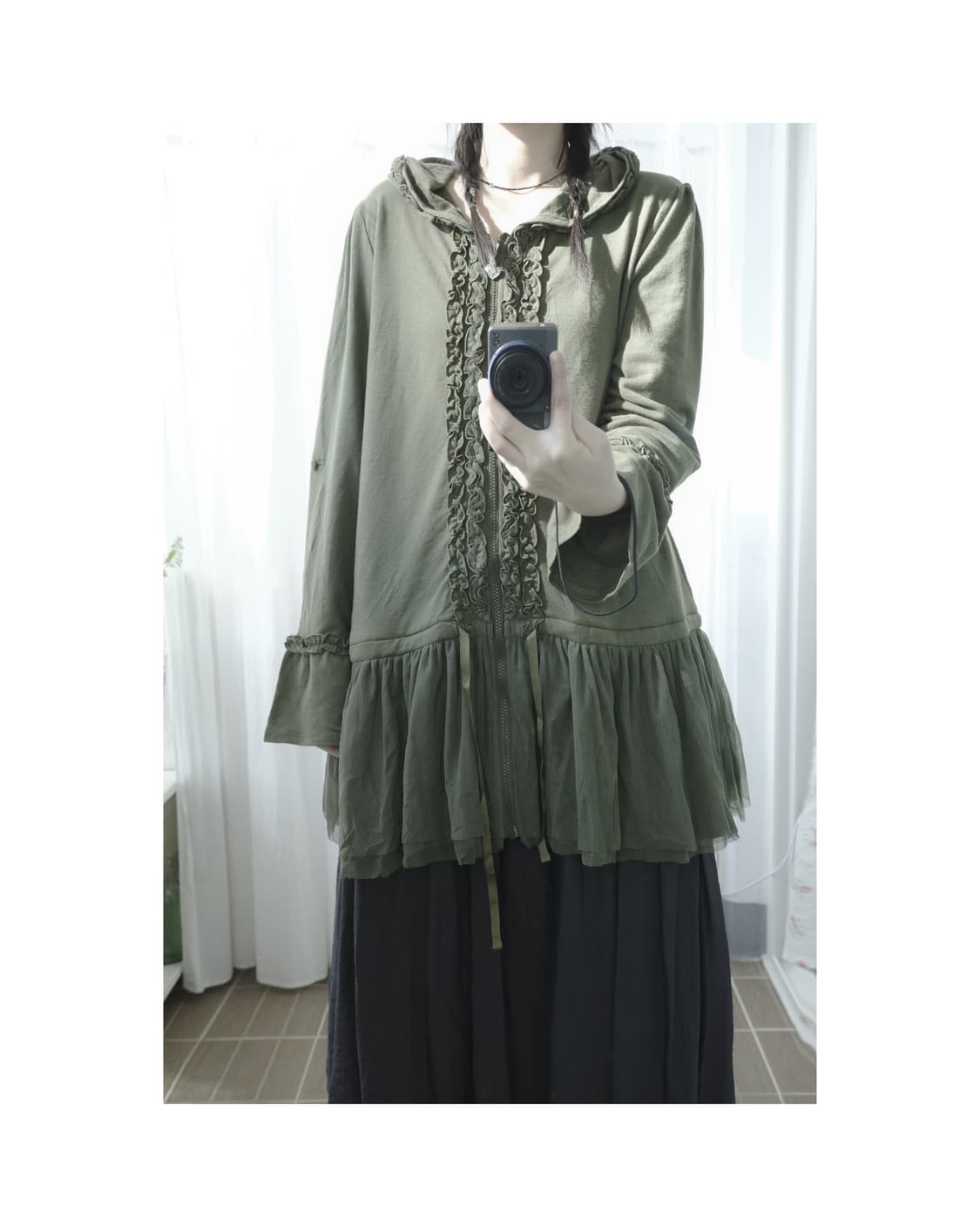 Kahki lace hoodie 상품이미지1