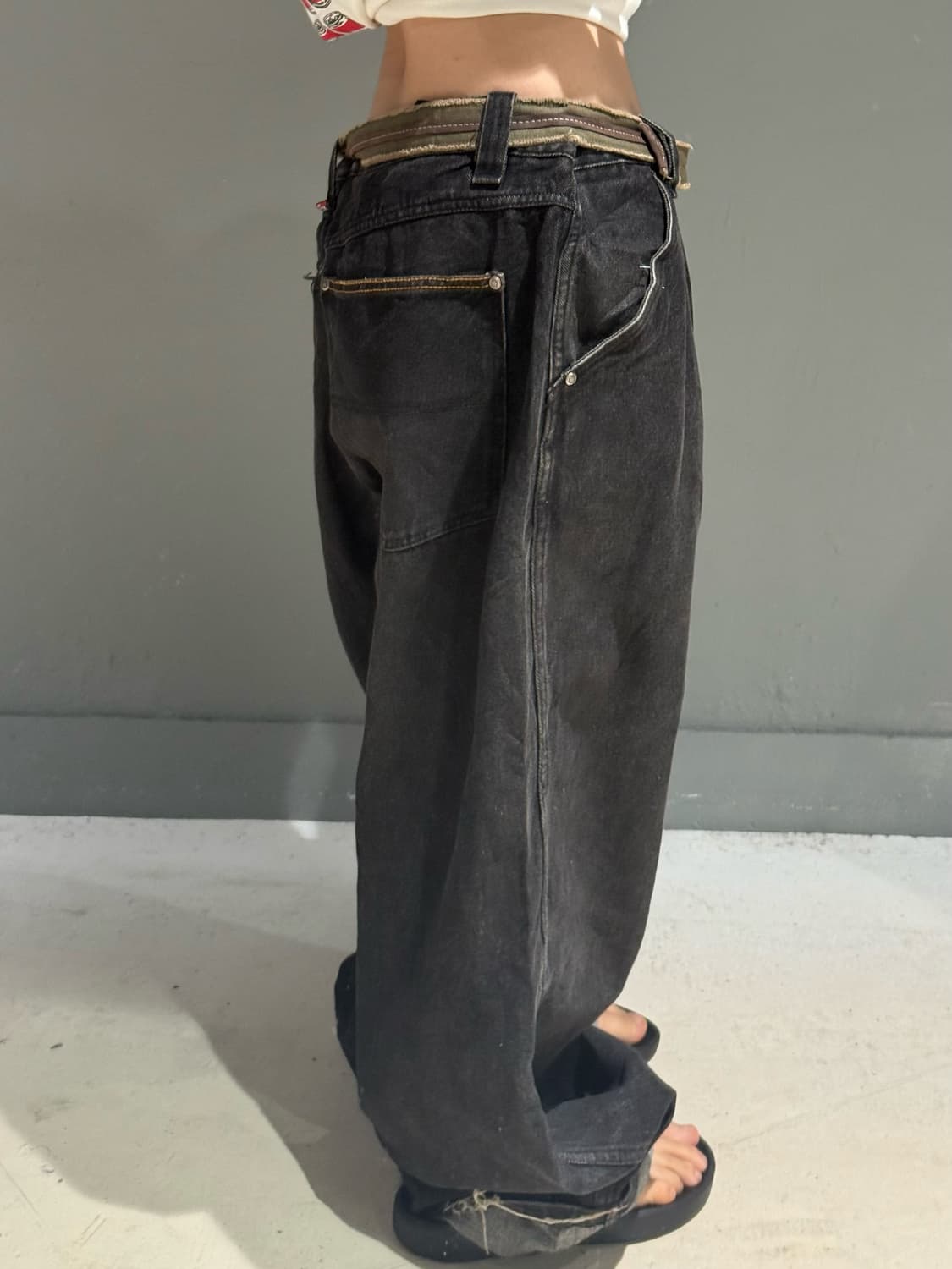 Hip-hop ballon-fit black denim pants 상품이미지4