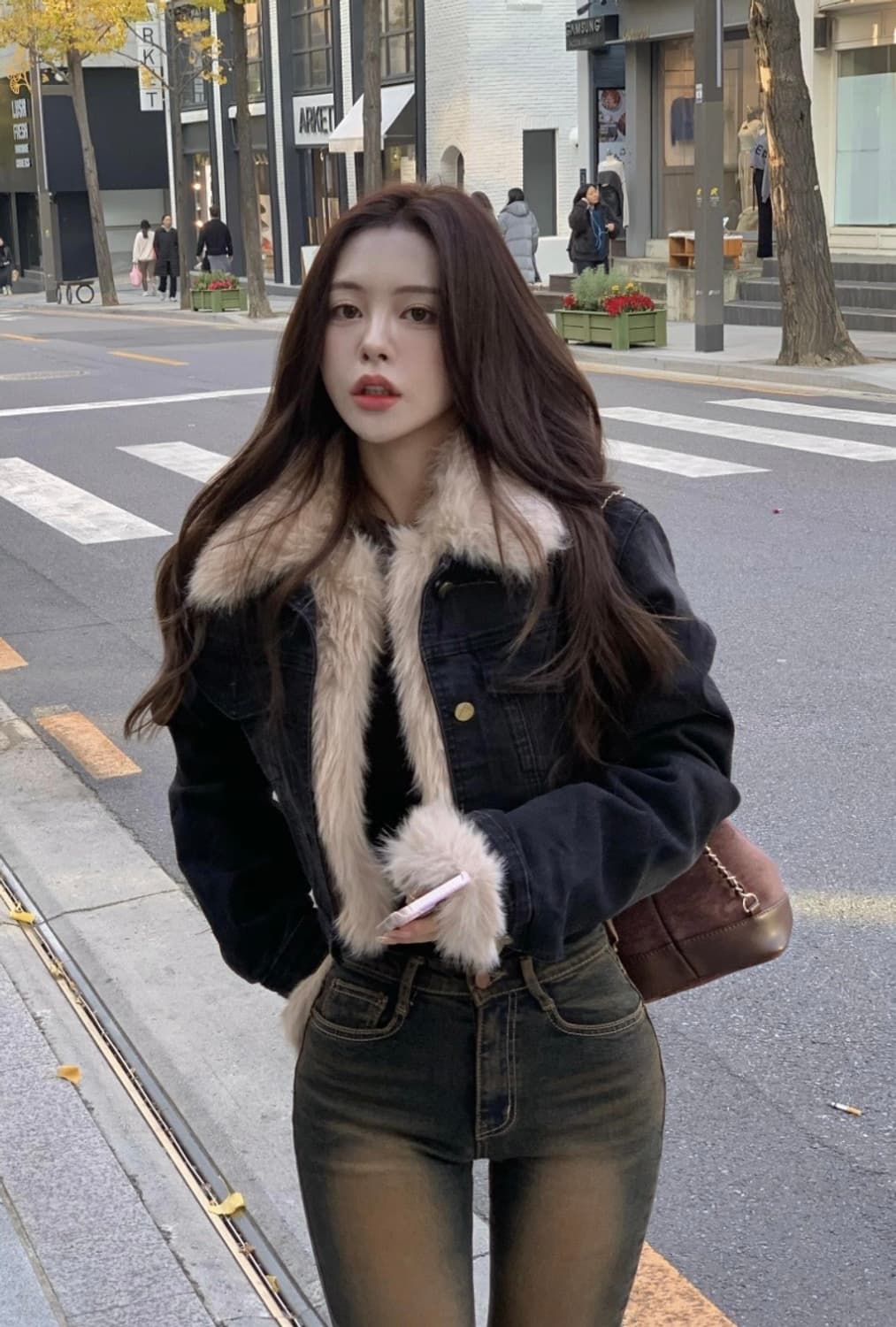 디어셀린 블랙 퍼 누빔 자켓 상품이미지1